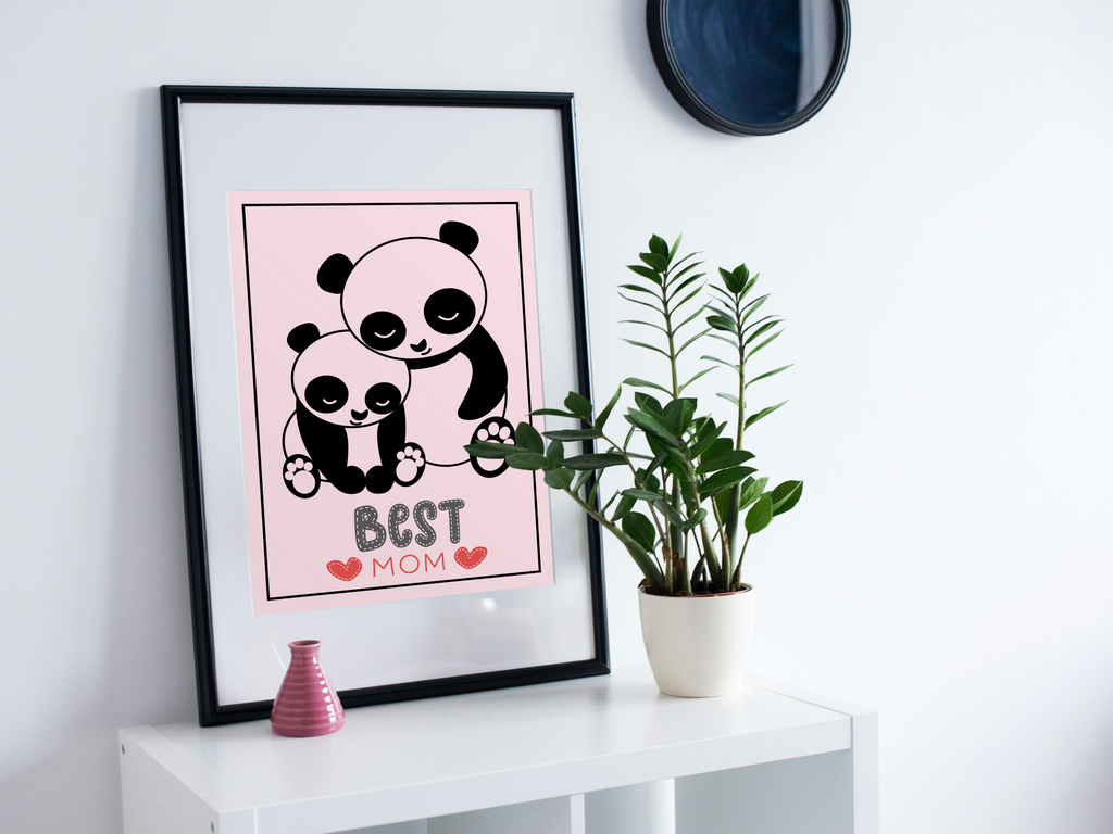 2 Cartoon Panda Wall Art - Blue & Pink Backgrounds for Babies & Kids' Room & Print on Demand