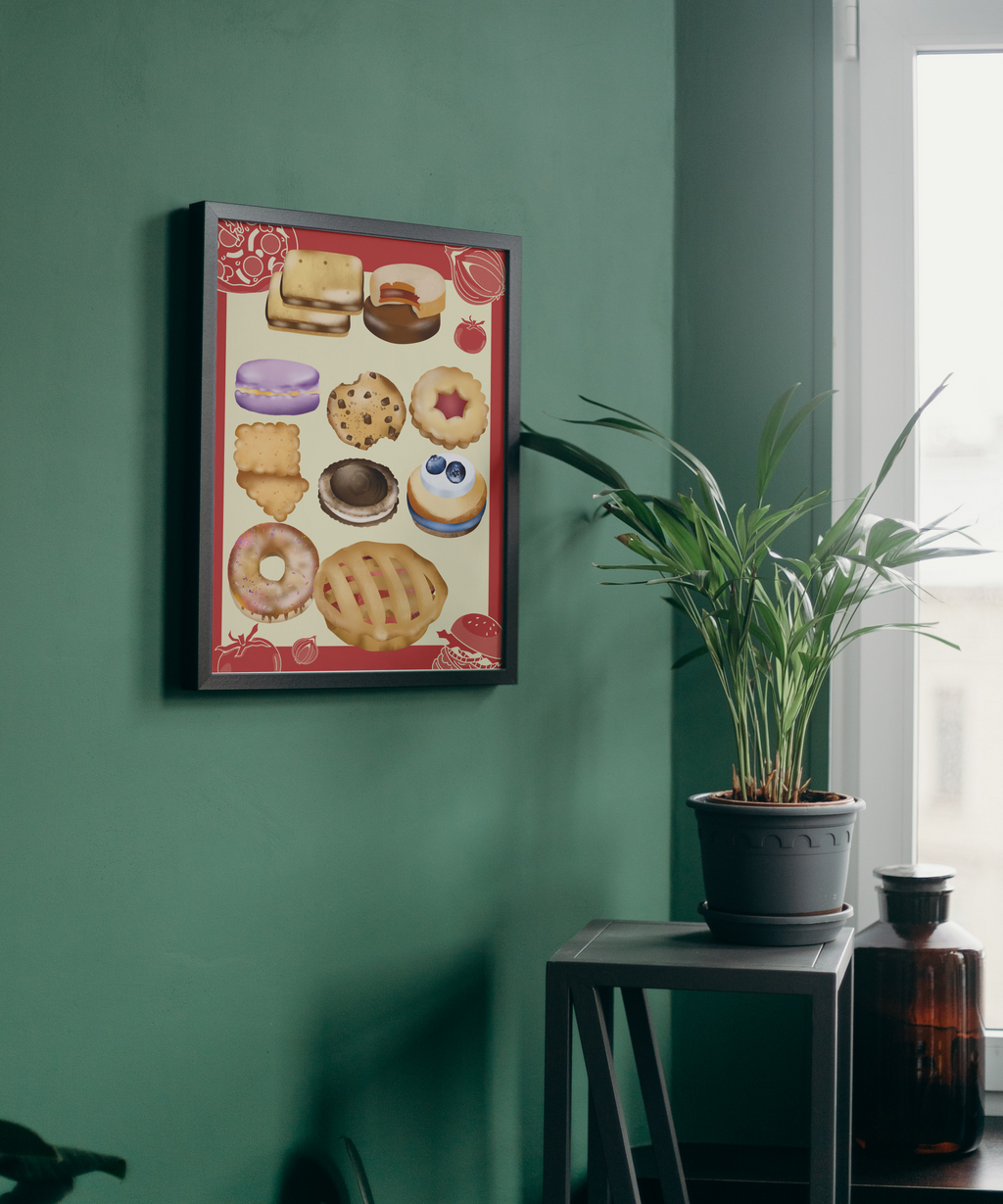 2 Pastry Cartoon Pictures - With & Without Background - 5 Sizes for Kitchen Decor & Print on Demand