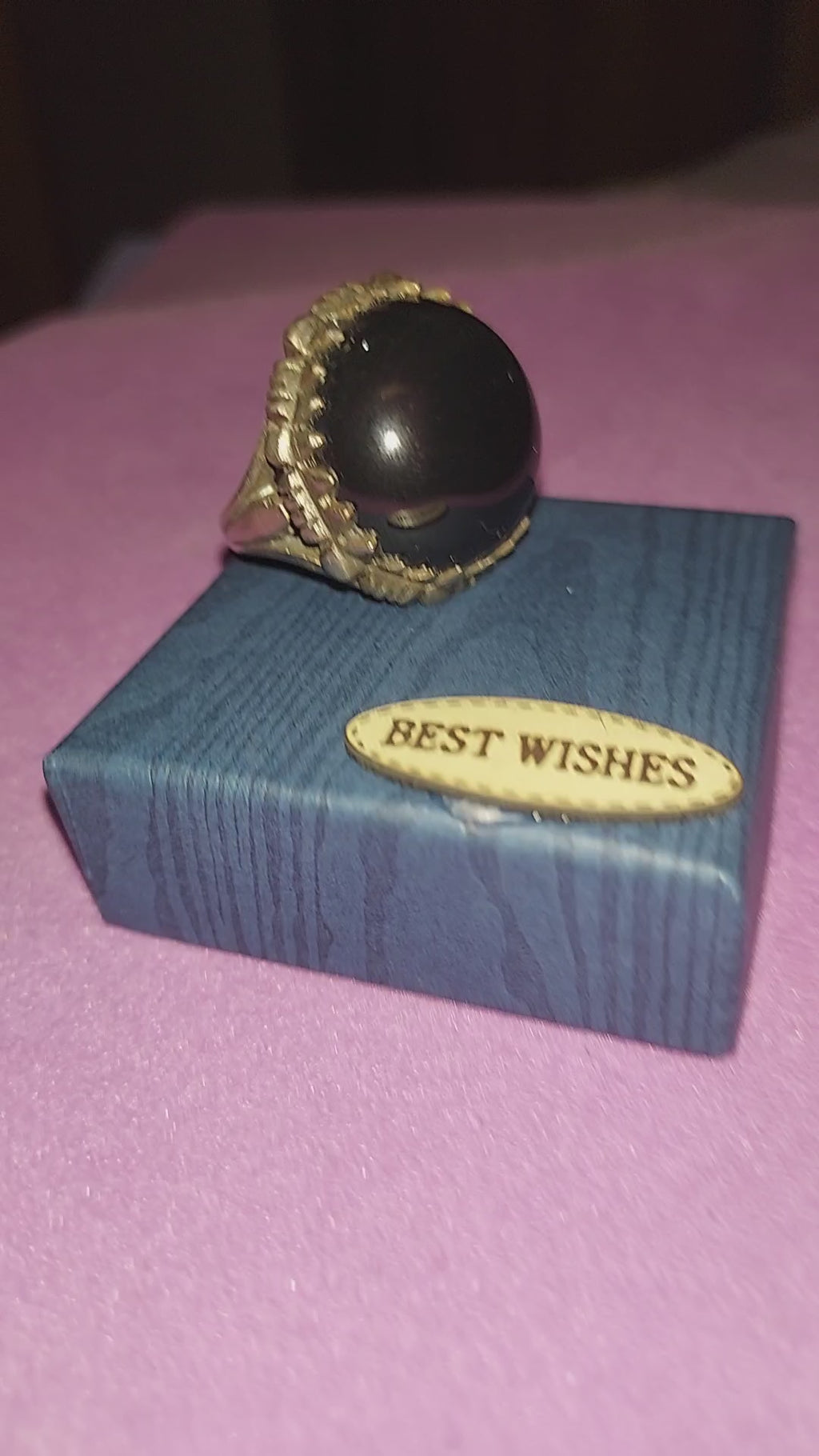 Bold Black Gemstone Silver Ring | Statement Costume Jewelry | Dark Elegance