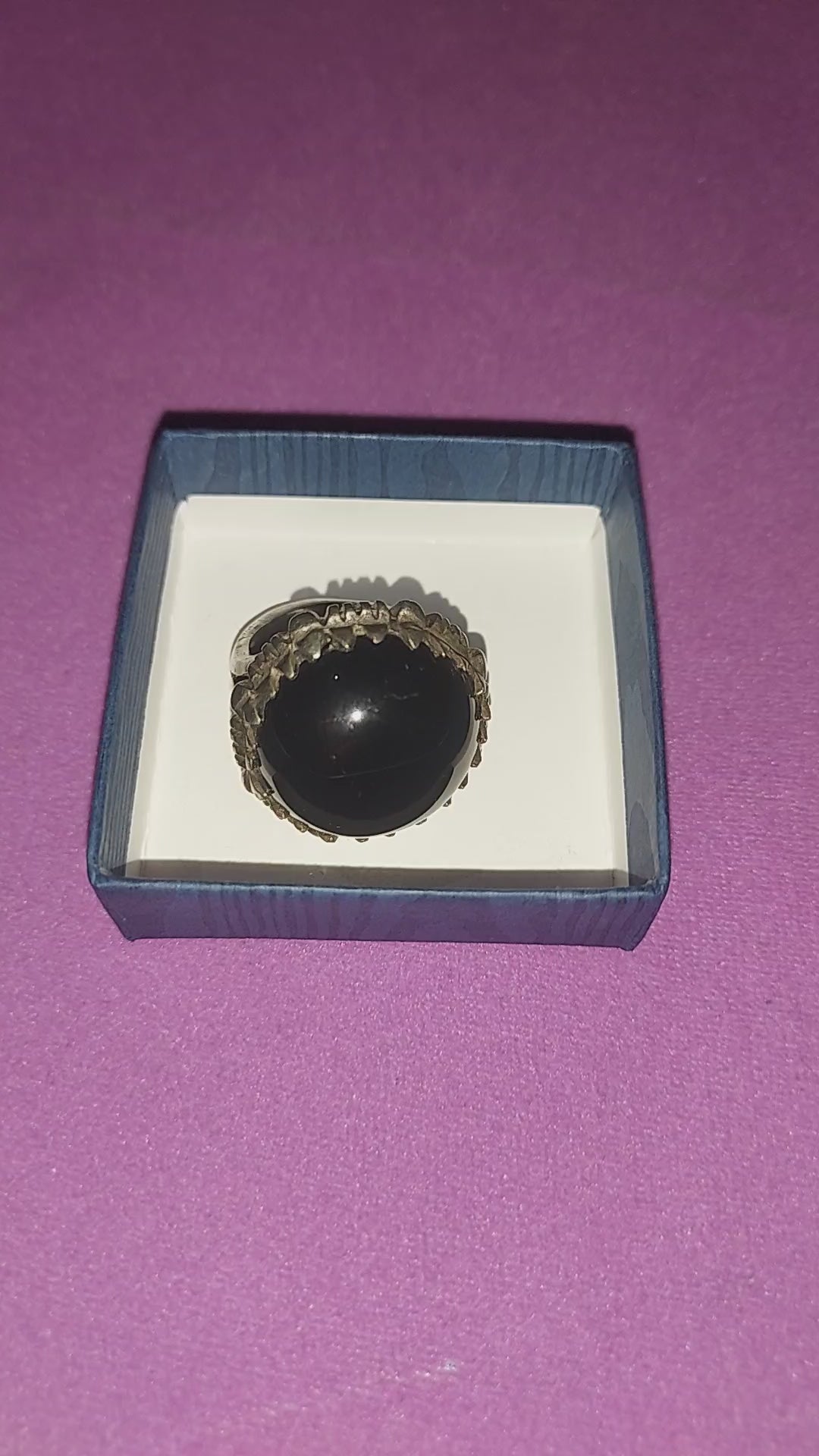Bold Black Gemstone Silver Ring | Statement Costume Jewelry | Dark Elegance