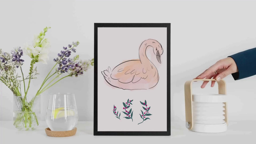 Watercolor Swan Portrait - Printable Nursery Wall Art for Kids Room & Print on Demand