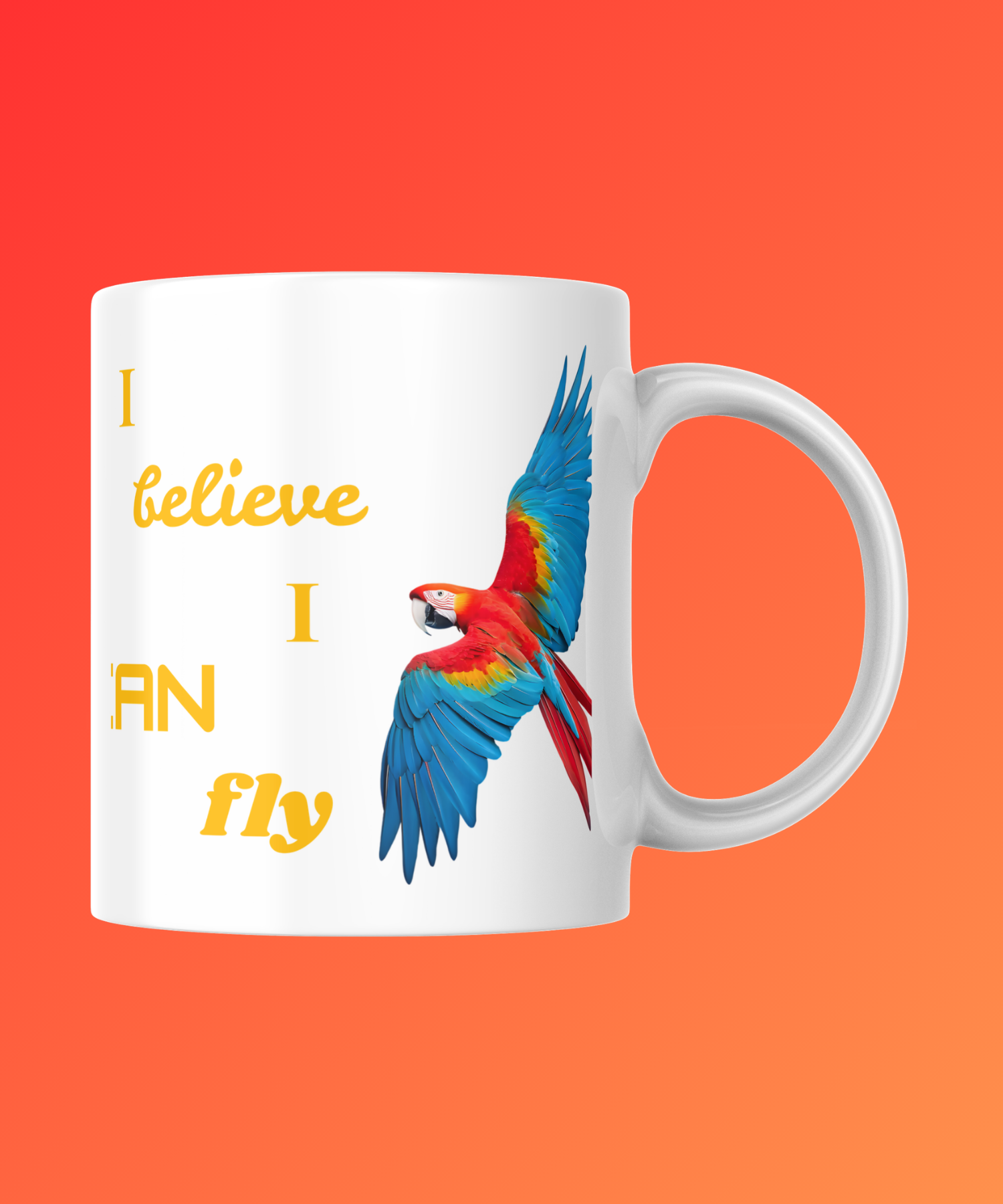 I Believe I Can Fly Parrot Portrait - Digital Wall Art for Kids Room, home Decor & Print on Demand