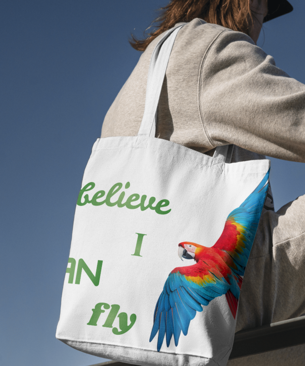 I Believe I Can Fly Parrot Portrait - Digital Wall Art for Kids Room, home Decor & Print on Demand
