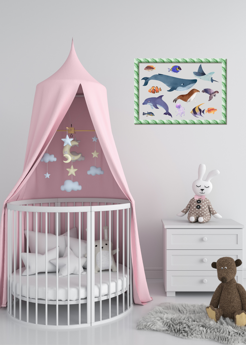 3 Sea Creatures Wall Art - Kids Room & Nursery - Print on Demand - Instant Download