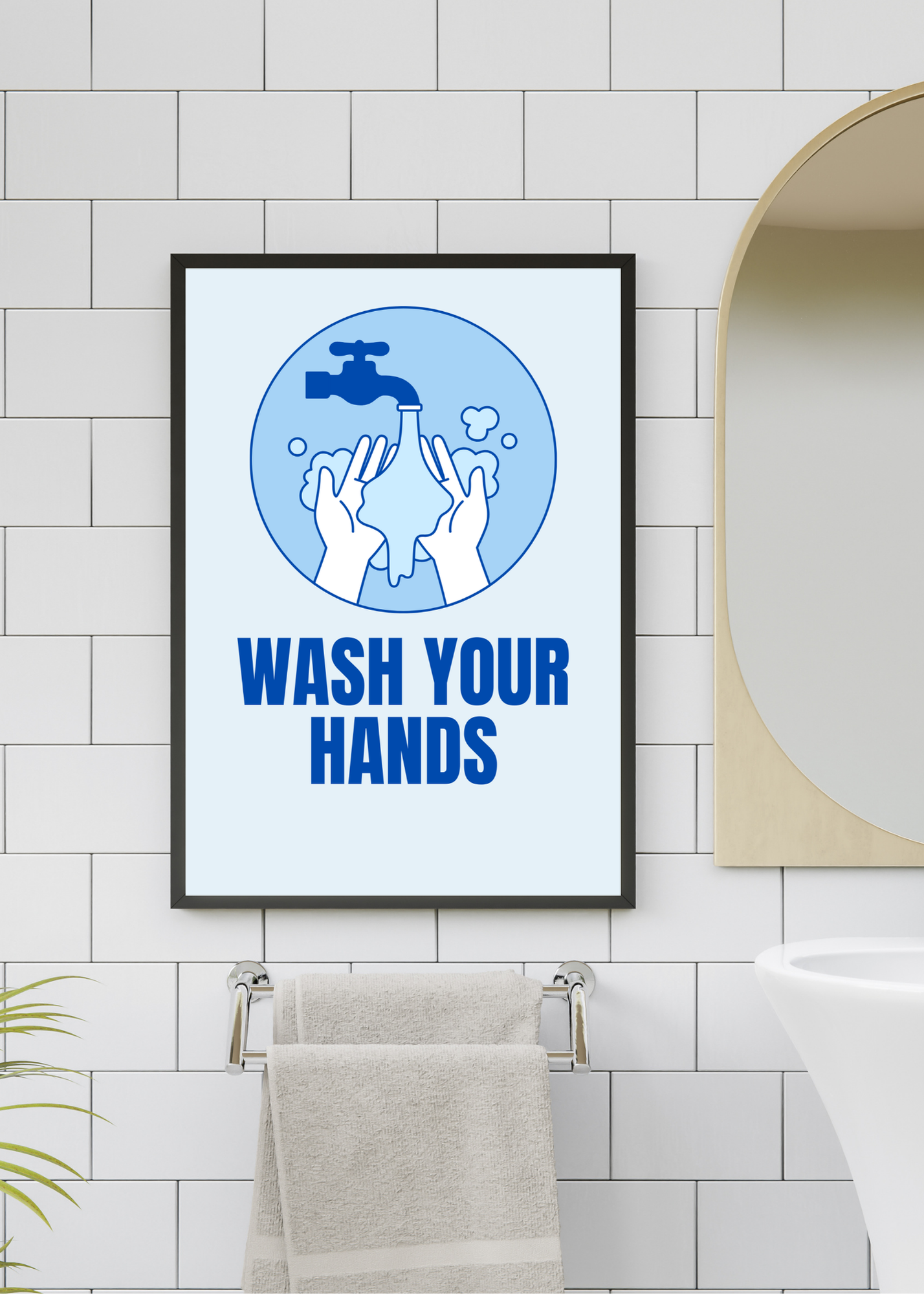 19 Wash Your Hands Wall Art Bundle - 5 Sizes for Bathroom, Kids Room & Print on Demand
